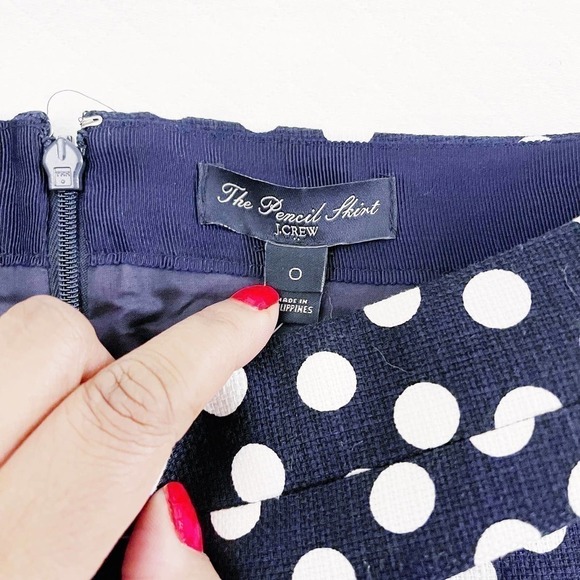 J. Crew Polka Dot Pencil Skirt 100% Cotton MINT SZ0 - Picture 6 of 8